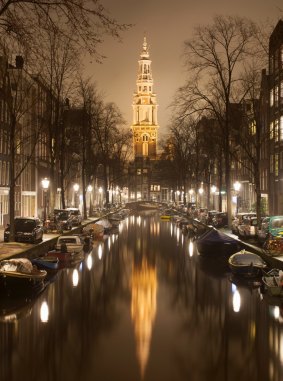 Zuiderkerk (Southern Church) from Groenburgwal, Amsterdam, Netherlands.