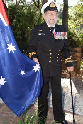 Lieutenant Commander Henry Hall  at an Anzac commemoration.