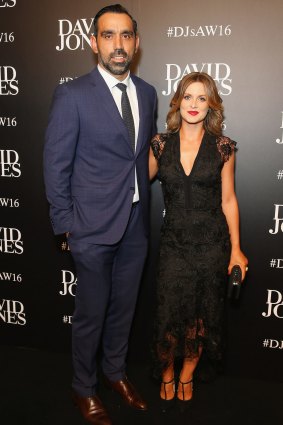 New David Jones ambassador Adam Goodes alongside partner Natalie Croker.