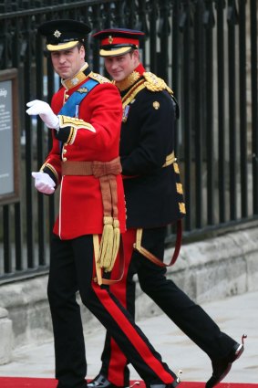'They put up with a hell of a lot': Prince William and Prince Harry at the former's wedding in April 2011. 