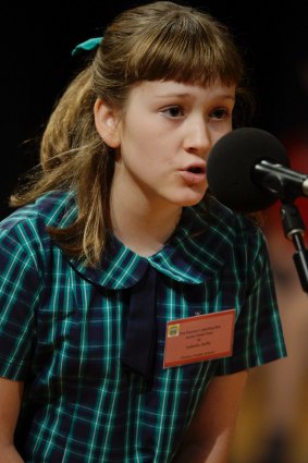 Isabella Duffy from Flinders Public School at the Premier's Spelling Bee.  