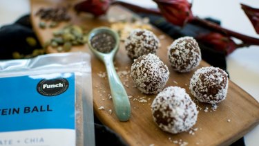 Funch makes protein balls.