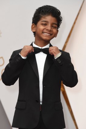 Squeee! Sunny Pawar arrives at the Oscars.
