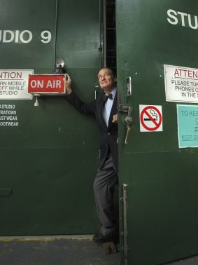Long-time station announcer Pete Smith at Studio 9 in 2011 just before its transformation.
