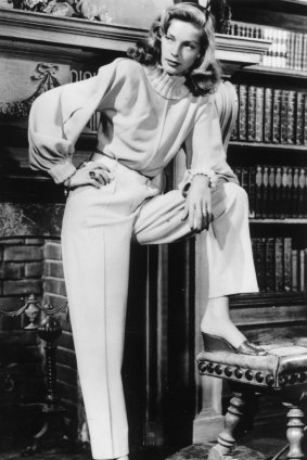 Lauren Bacall in Leah Rhodes pantsuit, 1946.