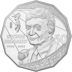 The Richie Benaud 50 cent coin.