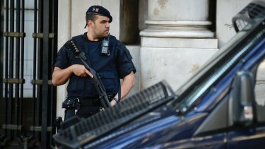 An armed police officer on Las Ramblas in Barcelona on Friday.