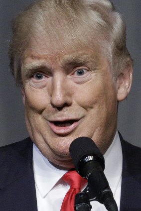 Republican presidential candidate Donald Trump makes fun of the other presidential candidates in May.