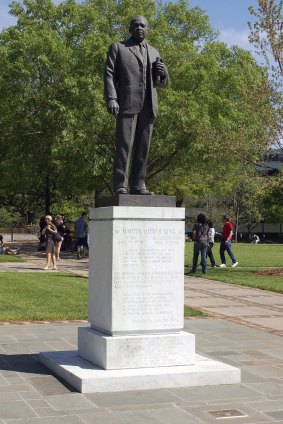 The statue of Dr Martin Luther King at Kelly Ingram Park.