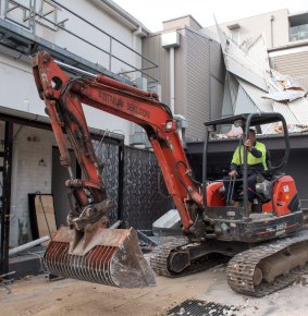 Demolition of the Greyhound Hotel in St Kilda. The vacant site is offered for sale with a valuable but controversial redevelopment permit.