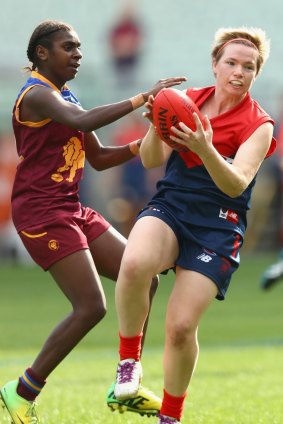 Jess Cameron in action for Melbourne against Queensland at the MCG in May.