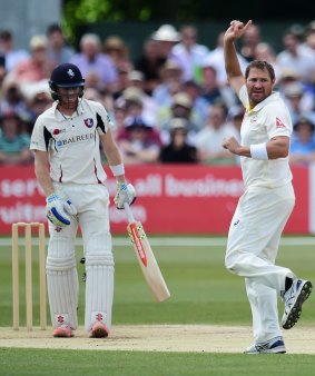 Ryan Harris dismisses Sam Billings of Kent on day three at The Spitfire Ground.