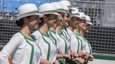 The Australian Grand Prix grid girls have on the track on Sunday.