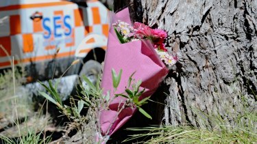 Flowers were left near the shallow grave where Karen Ristevski's body was found on Monday.