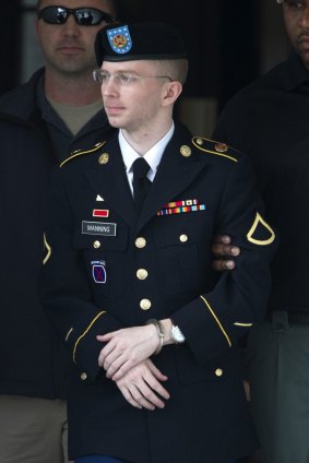 The US Army private then known as Bradley Manning at Fort Meade, Maryland in August 2013.