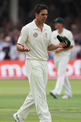 Oh Lord's: Mitchell Johnson gestures to the crowd during the Lord's Test in 2009.