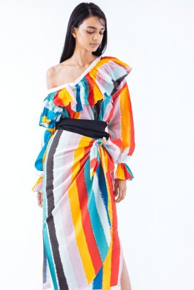 A rainbow bright dress from Tome's spring summer collection, shown in New York on Sunday.