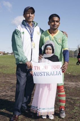 Lakemba Roos coach Mohammed Younus with his daughter and Osman show their appreciation.
