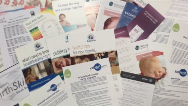 A typical sample of brochures provided to women during pregnancy.