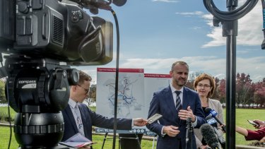The ACT Chief Minister Andrew Barr releasing route options for the Woden tram that he hopes the federal government will help fund.