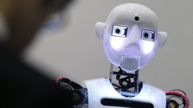 Nothing to worry about: The RoboThespian interactive humanoid robot, developed by Engineered Arts. 