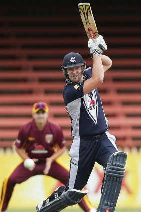 Up for the fight: Cameron White in action during his innings of 50 at North Sydney Oval. 
