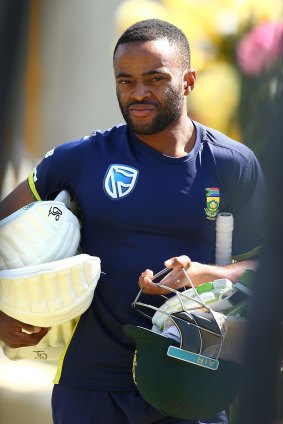 Temba Bavuma during a South Africa nets session at the WACA.