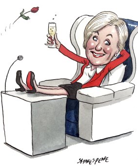 It was all champagne and roses for Elizabeth Bryan in Brisbane on Wednesday. Illustration: John Shakespeare