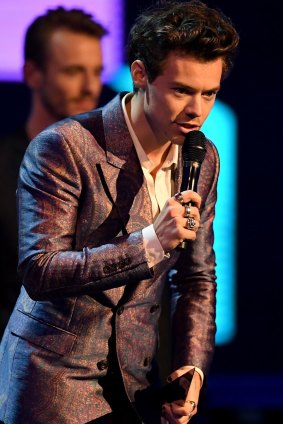 Harry Styles accepts the ARIA for Best International Artist during the 31st ARIA Awards at The Star, in Sydney.