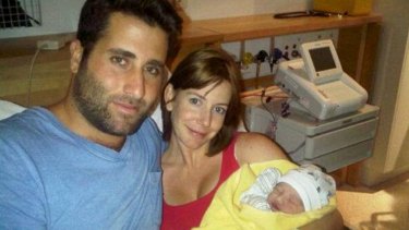 Sally Faulkner with her estranged husband Ali Elamine and their daughter Lahala at birth.