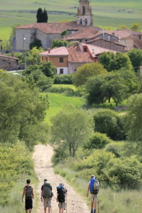 The Camino de Santiago Santigo route runs trough Ages village, Burgos, Castilla, Spain.