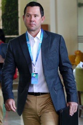 Poker face: Delhi Daredevils coach Ricky Ponting arrives for the first day of the Indian Premier League player auction in Bangalore.