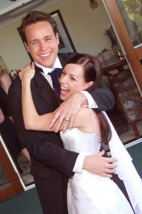Nicole Pedersen-McKinnon and her bridegroom on their wedding day.
