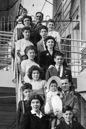 A British family disembark as they arrive in Australia, back in 1957.
