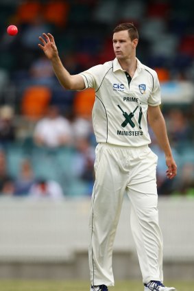 Jason Behrendorff playing for the Prime Minister's XI in October.