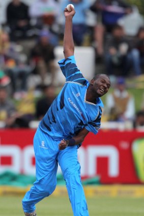 Sanctioned: Ethy Mbhalati bowls for the Titans during the Champions League match against Kolkata Knight Riders in 2012 in Cape Town.