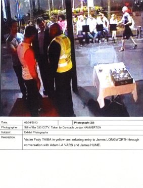 CCTV showing Fady Taiba denying James Longworth entry into Bar 333 in September 2013.
