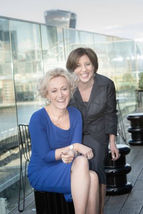 Azamara Pursuit godmothers, Lucy Huxley (left), editor-in- chief of <i>Travel Weekly UK</I>, and Ellen Asmodeo-Giglio EVP, chief revenue officer of AFAR Media.