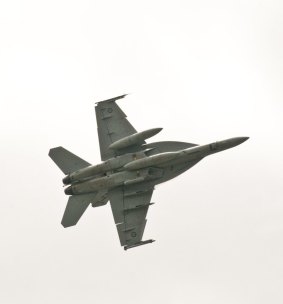Flyover of FA/18F Super Hornets ahead of  the Riverfire Festival on Saturday.