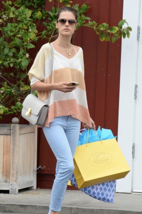 Alessandra Ambrosio's feet are seen in Soludos in Brentwood, Los Angeles. 