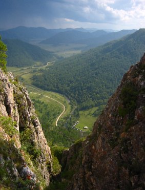 The view from the Denisova cave in Siberia that was once home to Neanderthals and Denisovans.