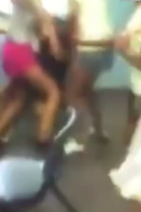 Footage of what appears to be a violent attack in a Walgett classroom.