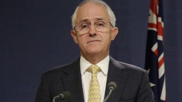 Prime Minister Malcolm Turnbull during his post-election speech.