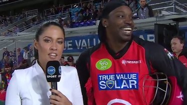 Chris Gayle S Extraordinary Claim About The Don T Blush Baby Interview With Mel Mclaughlin Melbourne renegades have fined chris gayle $10,000 following his remarks towards journalist mel mclaughlin. t blush baby interview