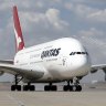 A Qantas A380 taxis to its gate during its inaugural landing at Dallas-Fort Worth International Airport in Texas after flying from Sydney - the world's longest route.