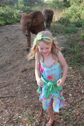 Darcy Baker at the David Sheldrick Elephant Sanctuary in Nairobi on January 16 last year. 