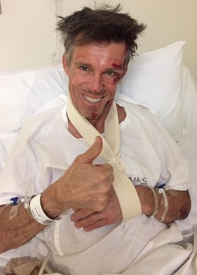 Phil Anderson in hospital following a cycling accident on Friday.