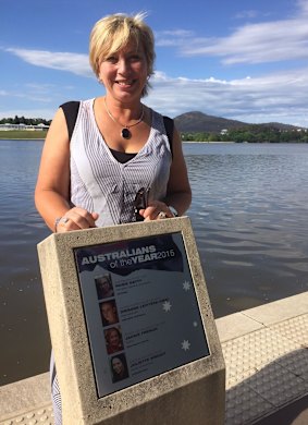 Rosie Batty on the Australians of the Year Walk beside Lake Burley Griffin in Canberra. 