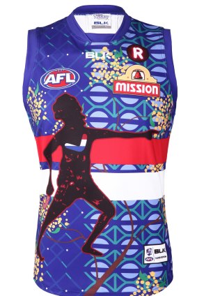The Western Bulldogs jumper was designed by The Pitcha Makin' Fellas.