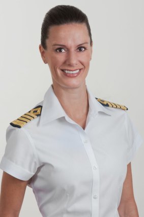 Kate McCue, the first American woman to take the helm of a cruise ship.